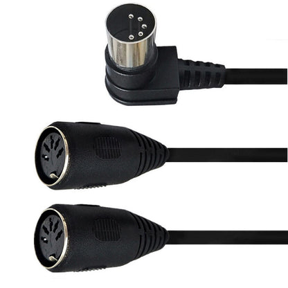 5 PIN MIDI DIN Male Right Angle Plug to 2 Female Socket Y Splitter Adapter Cable