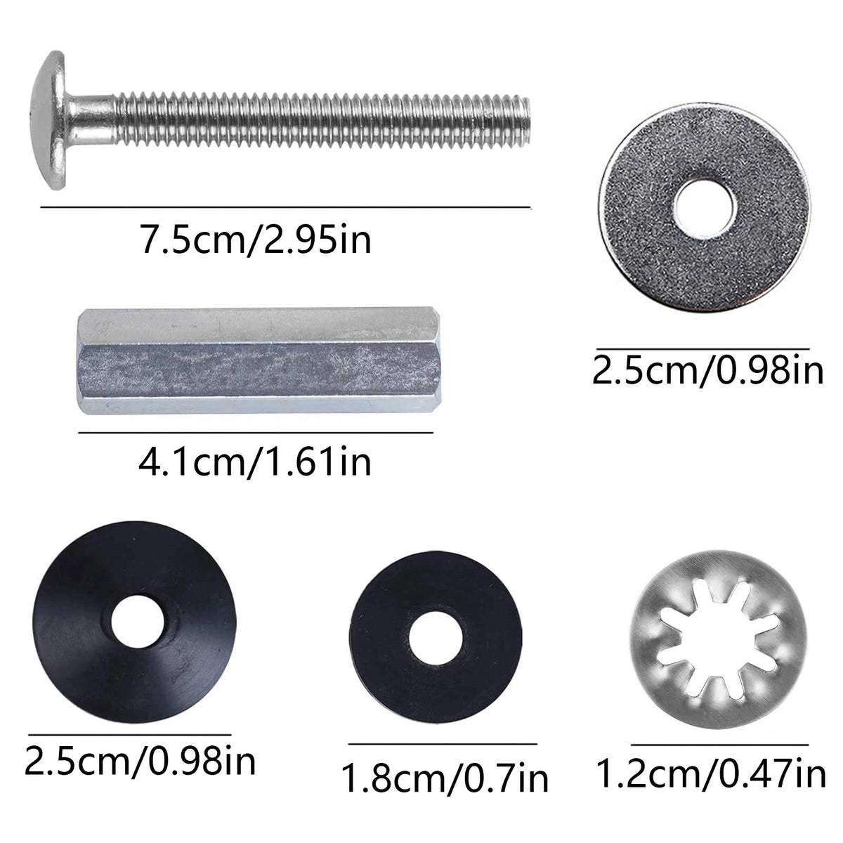 2PCS Stainless Steel Toilet Seat Bolts Kit, Easy Install Metal Screws for Repair