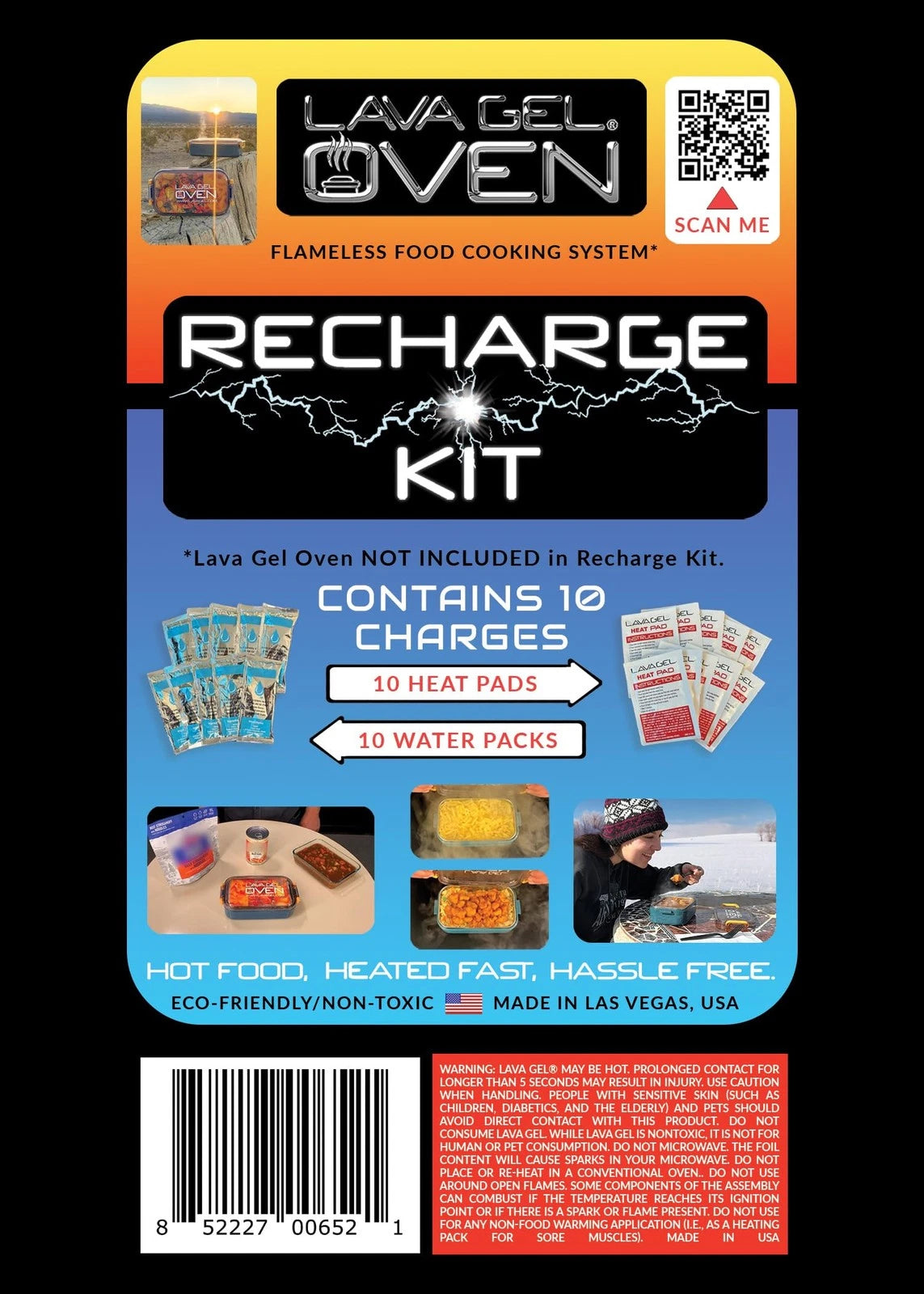 Oven Recharge Kit - Contains 10 Water Packs & 10 Heat Pads for Food - White
