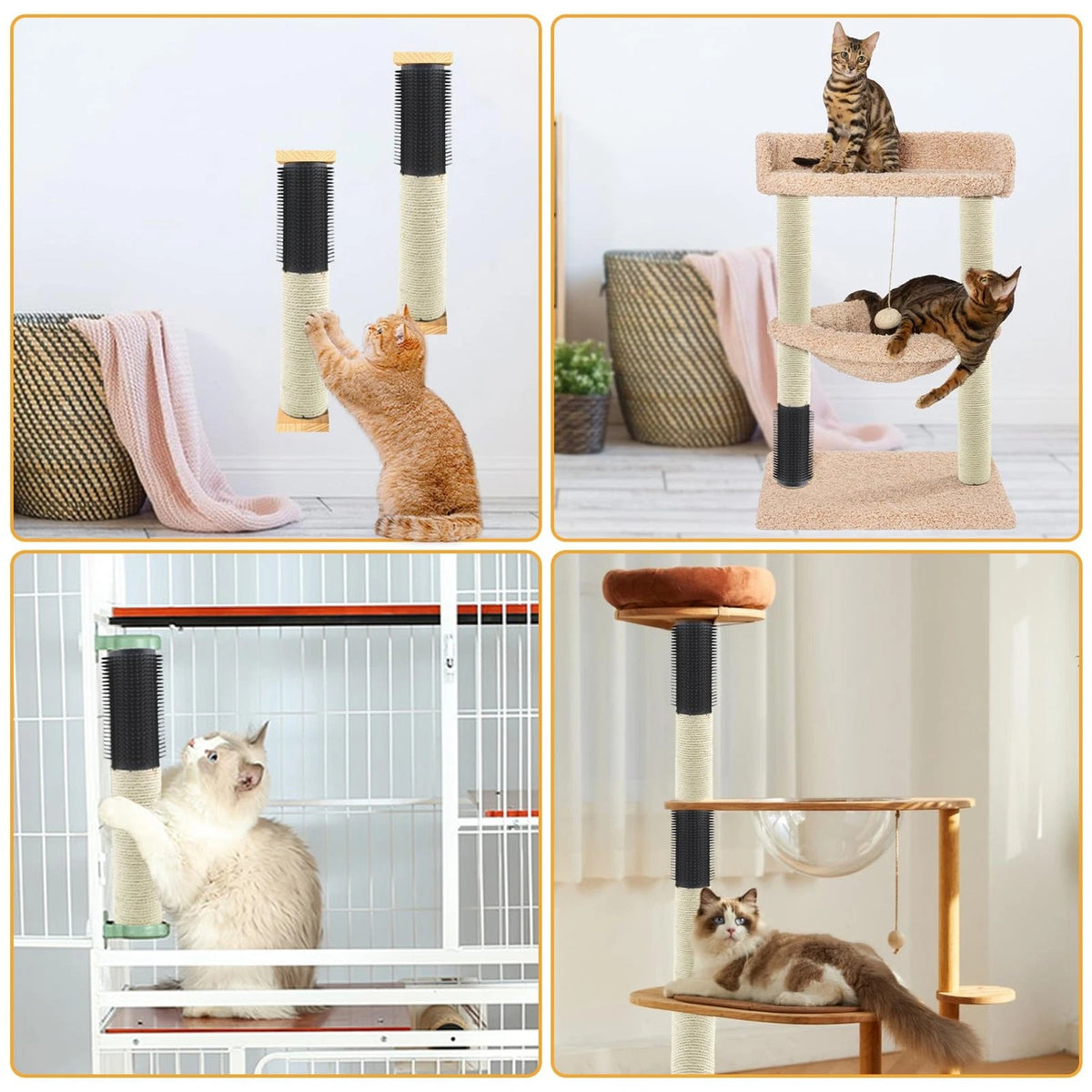 MUYG Cat Scratching Post Replacement,15.7 in M8 Tower 【Beige with Brush】