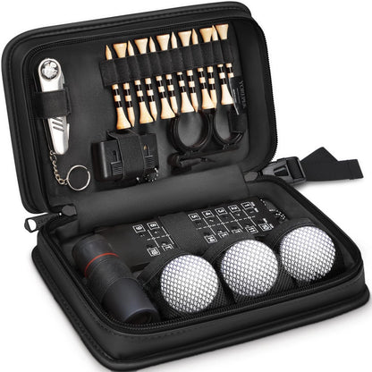 YOREPEK Golf Gifts for Dad, Accessories Kit with Leather Case Black