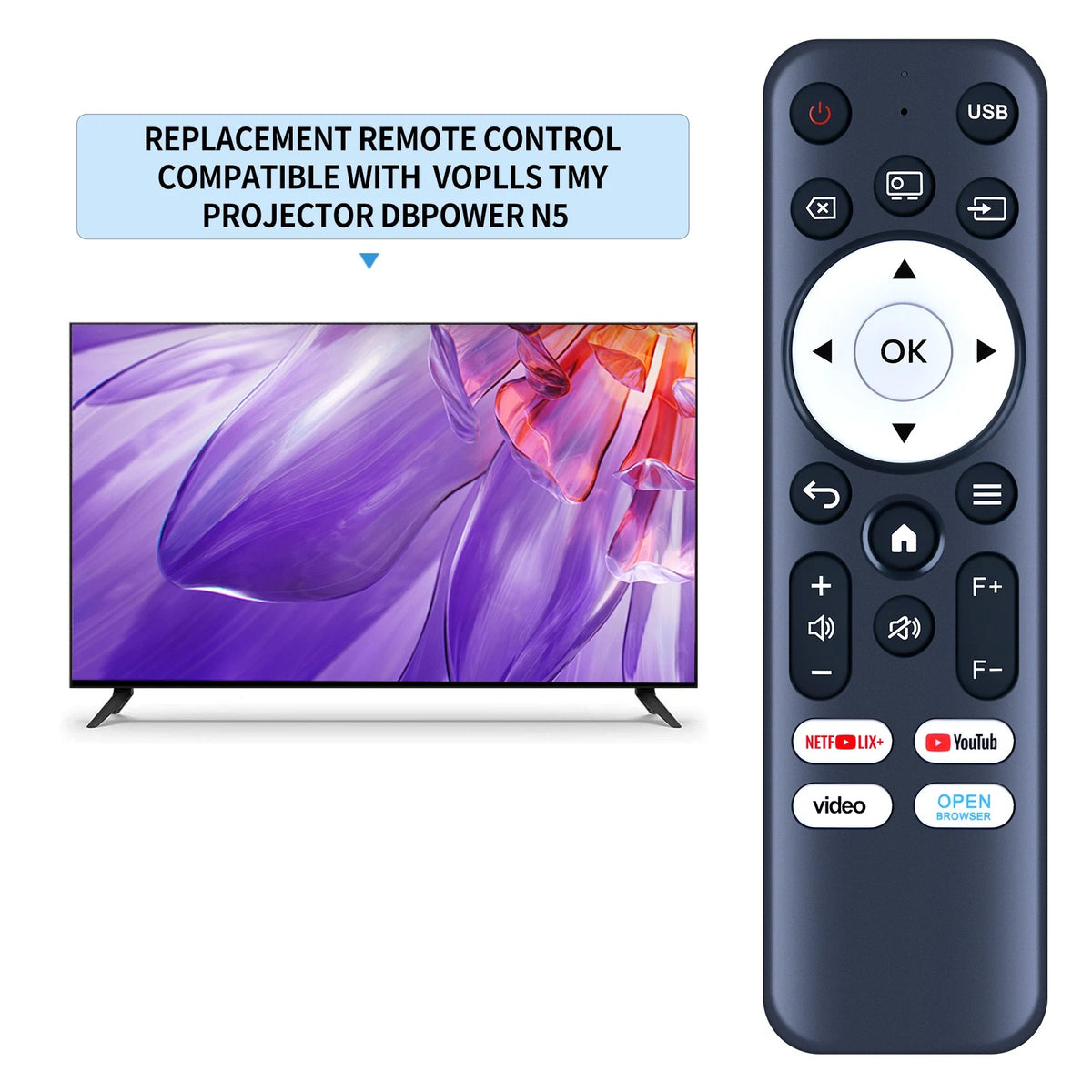 Replacement Remote Control For ‎Tecaki X5 Mini Portable Projector