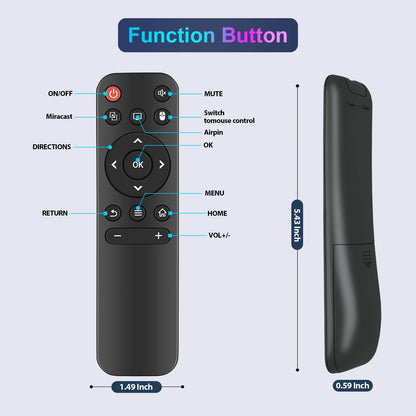 Remote Control For Mini Projector HY300, HY320, HY300PRO, Maypug P1, Nonete