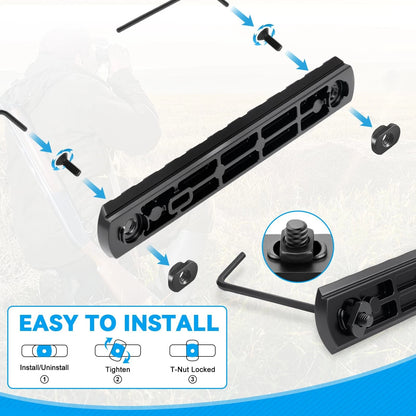 REERON Single Picatinny Rail Section Adapter 6 Pack 3 5 7 9 11 13 Slot Black