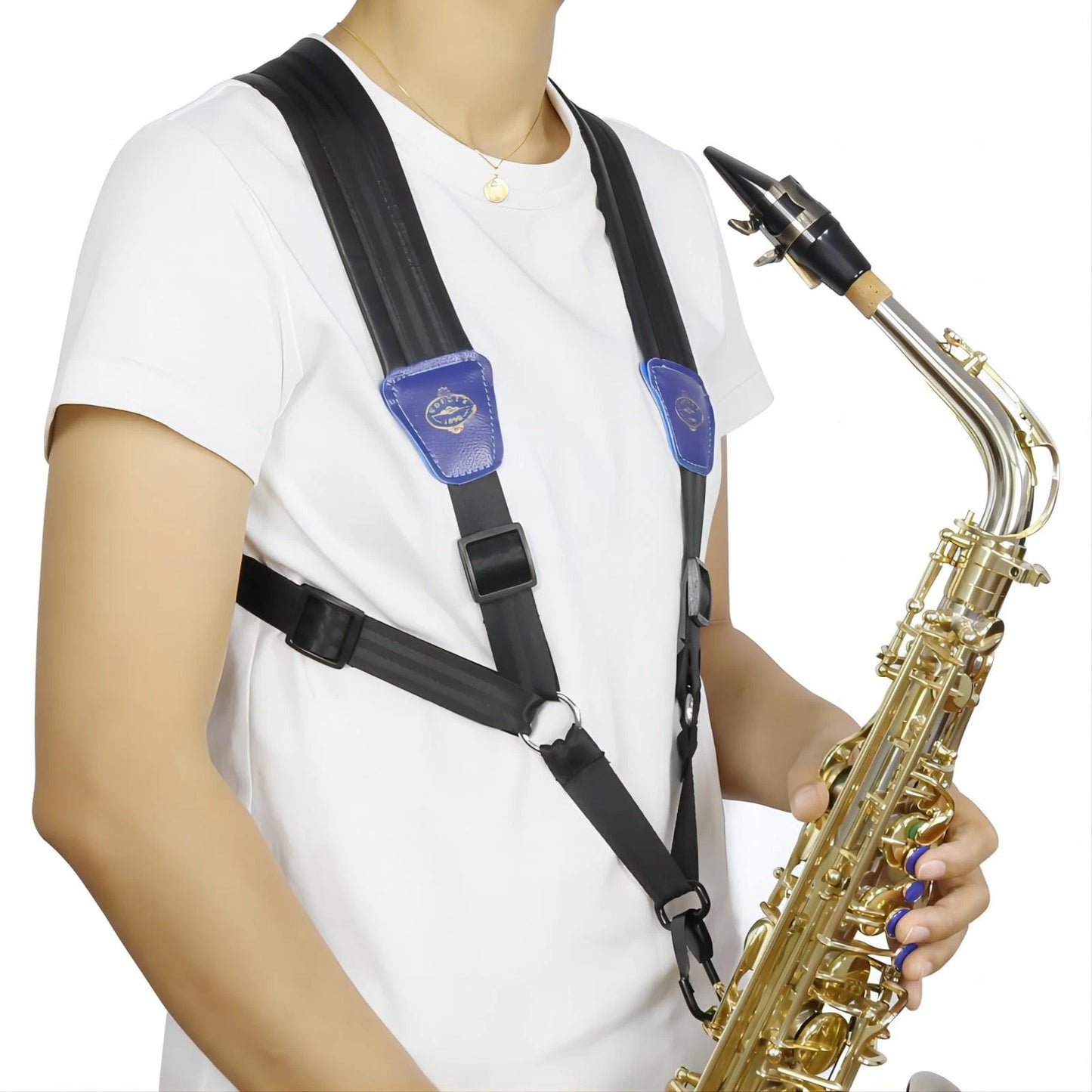 Saxophone Sax Black Double Shoulder Strap for Baritone middle size, black