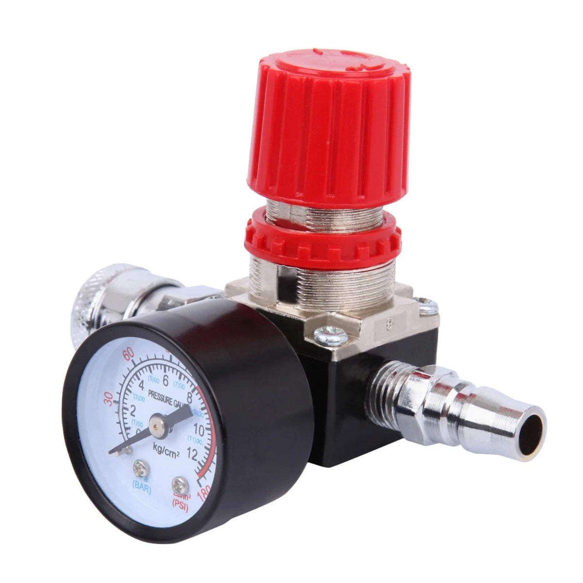 1/4" Air Compressor Pressure Gauge Regulator Valve 180 PSI for Tire Inflator
