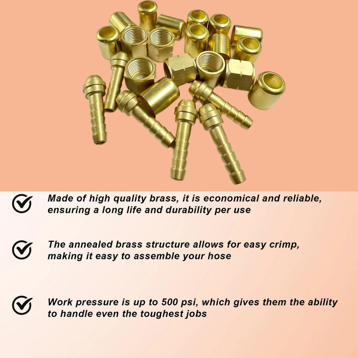 24PCS 1/4" ID Torch Hose Repair Kit for Oxygen & Acetylene 1/4 inch, Brass