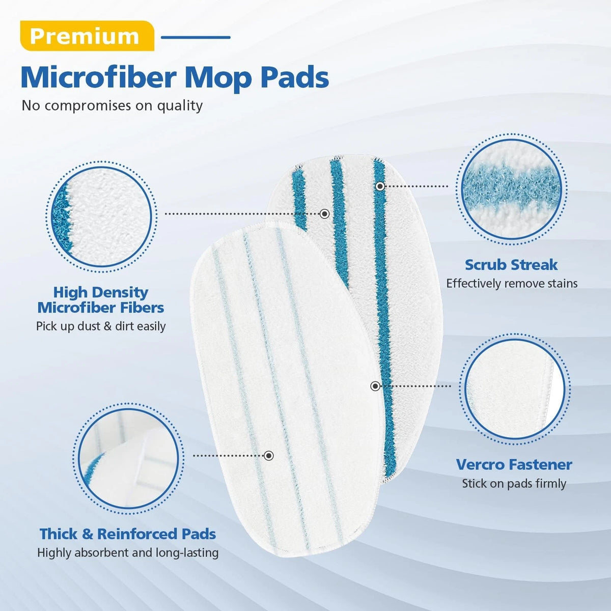 LINNIW 6 Pack Replacement Steam Mop Pads Compatible for of 6, PAD 6