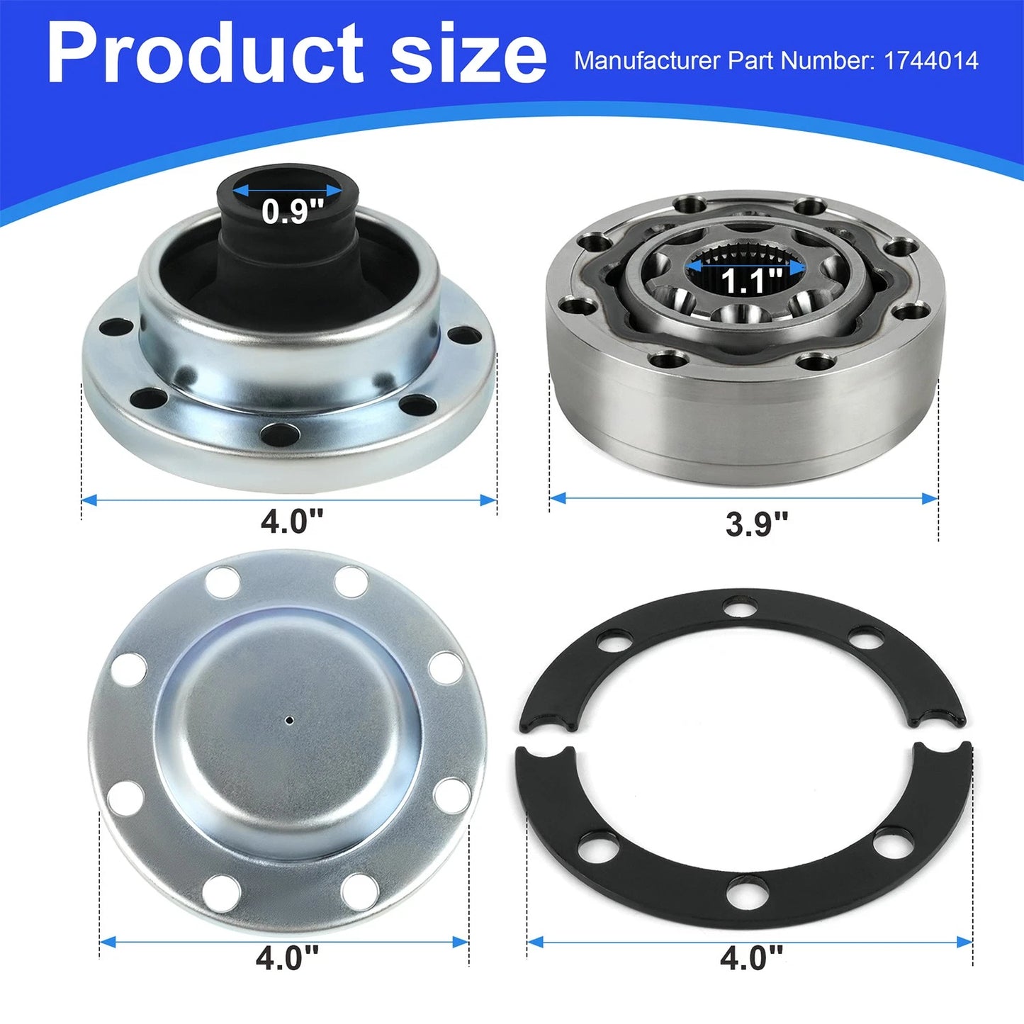 Factory Replacement CV Joint Kit - High-Angle Rzeppa 1744014 for 2007-2018 Jeep