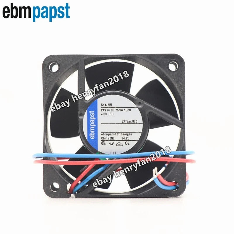 Ebmpapst 614NN Axial Fan 24VDC 75mA 1.8W 5100RPM 60*60*25mm Cooling Fan