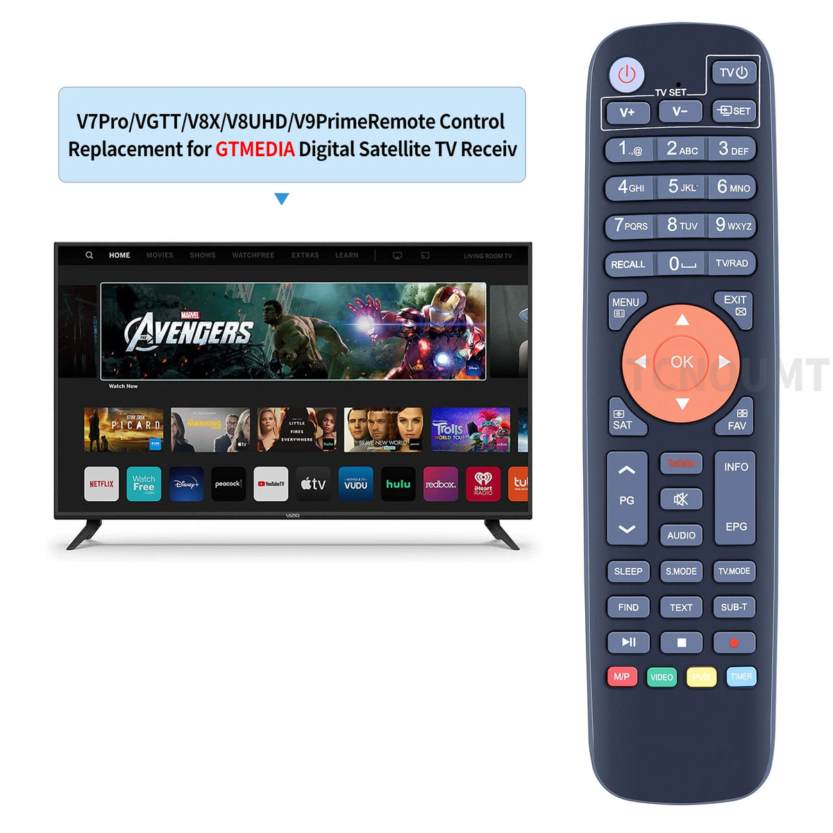 Remote Control For GTMEDIA V7Pro/V7TT/V8X/V8UHD/V9Prime TV Receiver