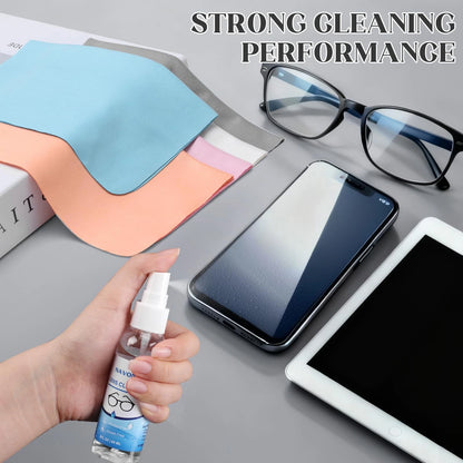 30 Pack Microfiber Glasses Cleaning Cloths with 2 Lens Cleaner Gray,white