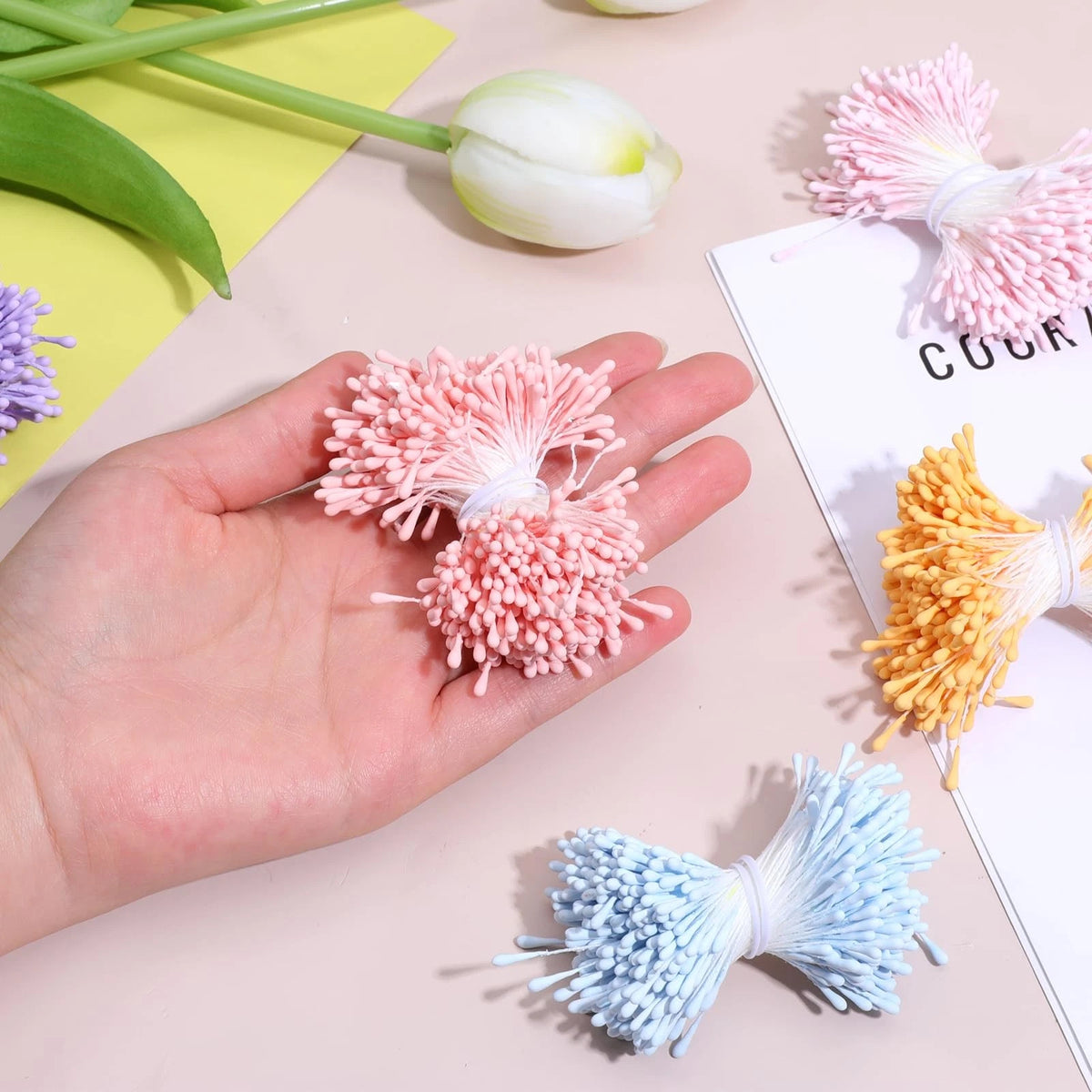 SynHHergyx 1200 Pcs Flower Stamens for Crafts, Artificial Mixed Color