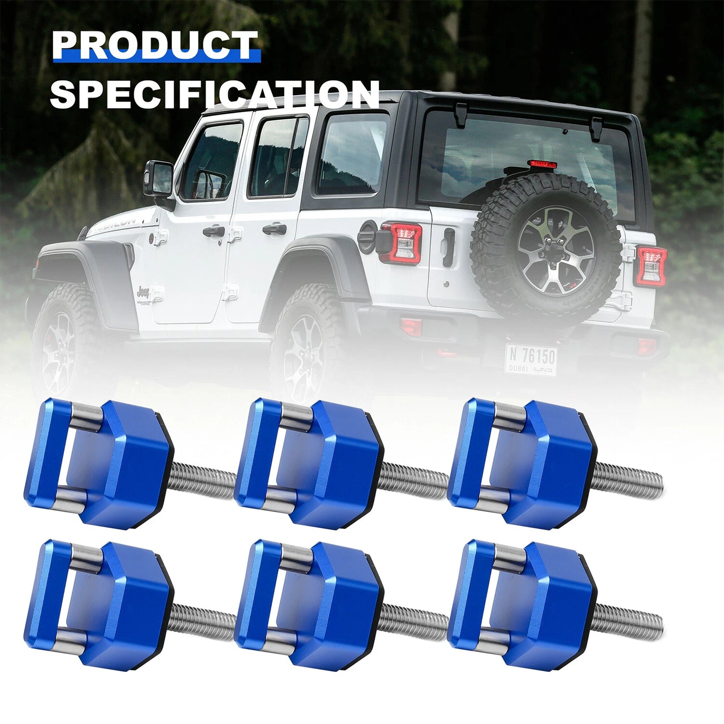 6X Aluminum Hard Top Quick Removal Fastener Thumb Screw for jeep Wrangler JK JL