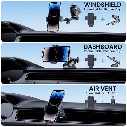 BIVGAZA Phone Holder Car [Military-Grade Suction] Universal Black