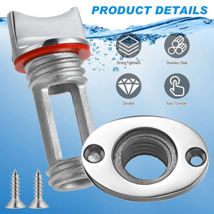 Ripeng Boat Drain Plug Stainless Steel Marine Oval Garboard Red