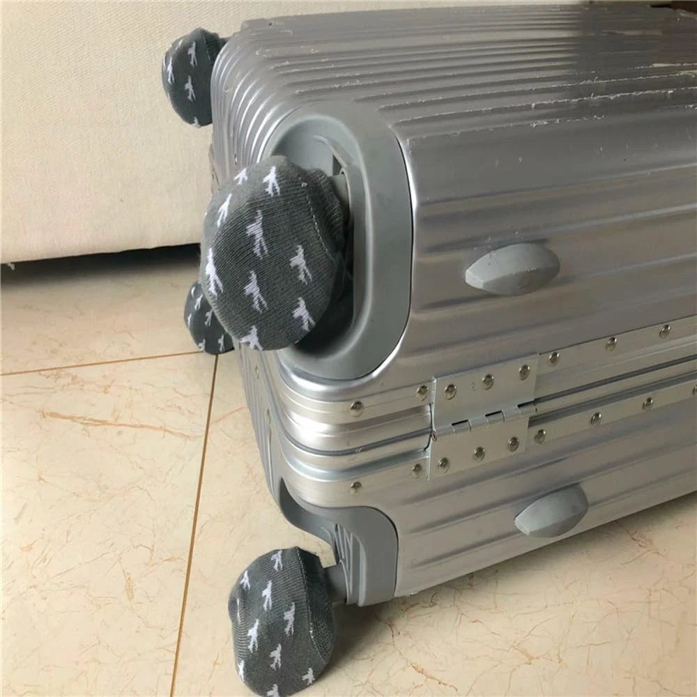 DraCra 8 Pack Luggage Wheel Cover Socks Full Wrap 2.6 x 3.1 inches, Grey