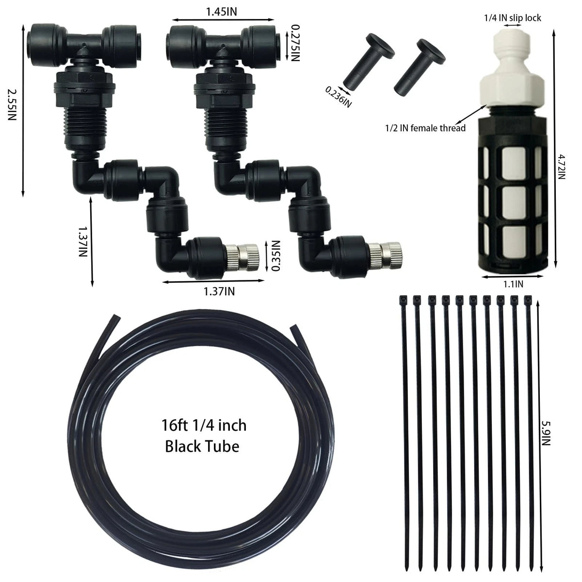 Eadabok Reptile Terrariums Misting Accessories 2PCS Single Nozzles, Black