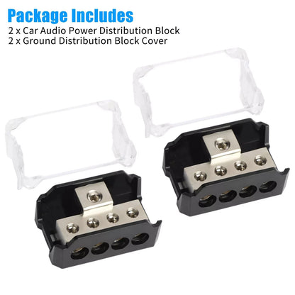 7*4.5*2.9cm 2Pcs Car Audio Power Distribution Block 0/2/4 AWG Input