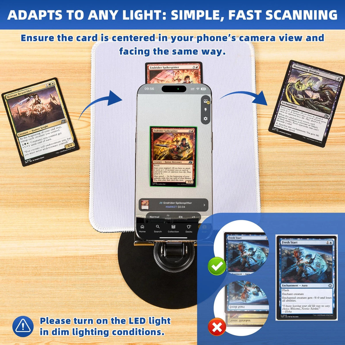 Utllsitm Card Scanner for Trading Cards–MTG & TCG with LED Light