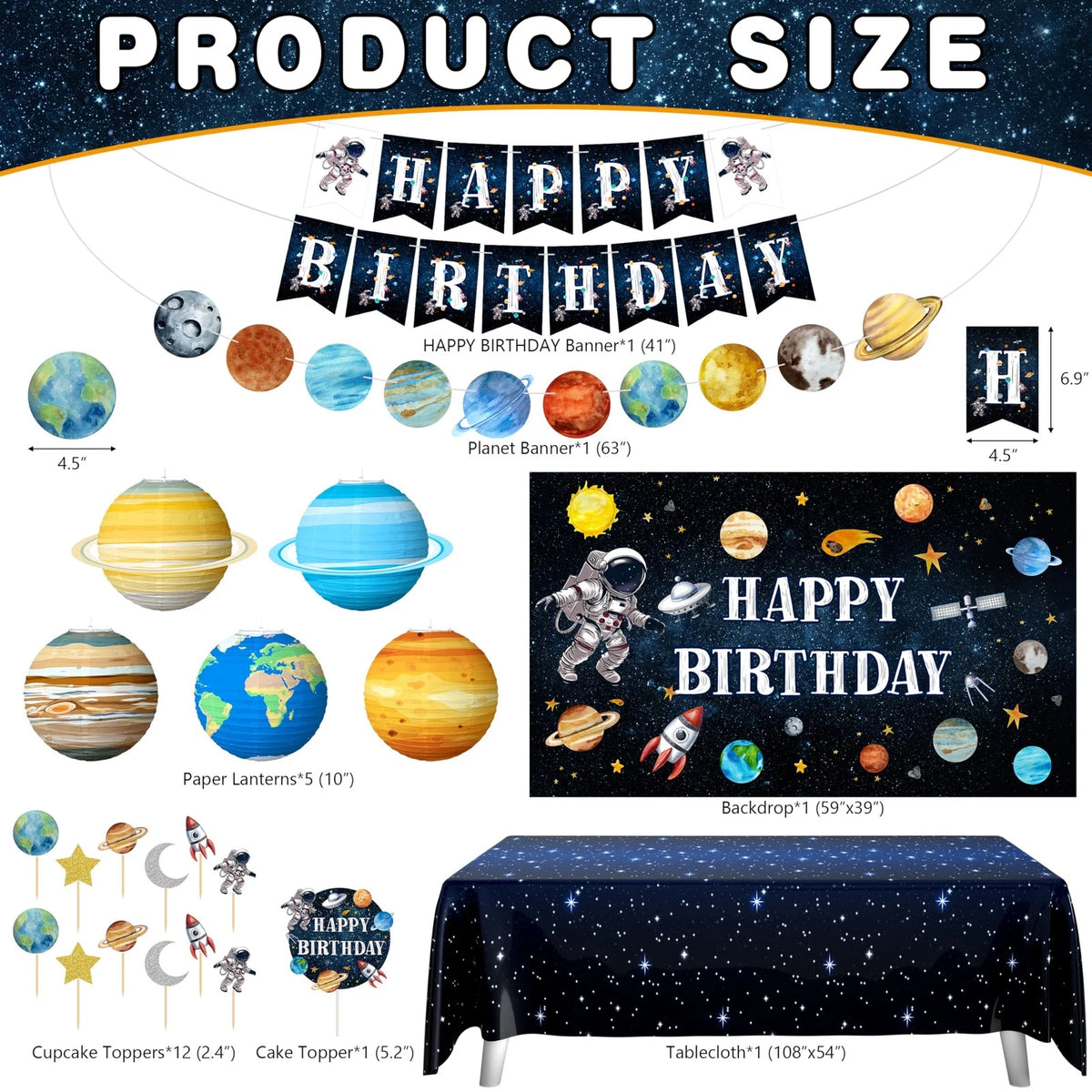 Outer Space Birthday Party Decorations Themed Blue, Black