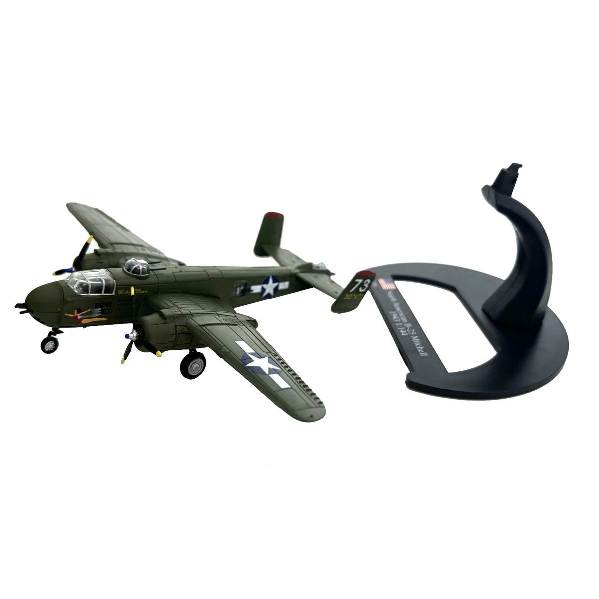 WWII Twin Engine B-25 Mitchell Bomber Model 11cm Diecast Metal Ation History