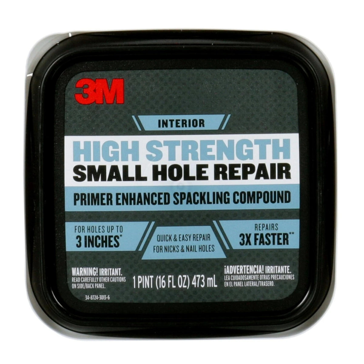 3M High Strength Spackling Compound, 16 oz., Small 16 Fl Oz (Pack of 1), Gray