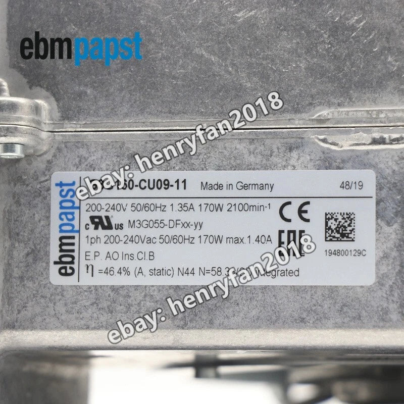 Ebmpapst G3G160-CU09-11 Blower Fan 230VAC 1.35A 170W Dehumidifier Cooling Fan