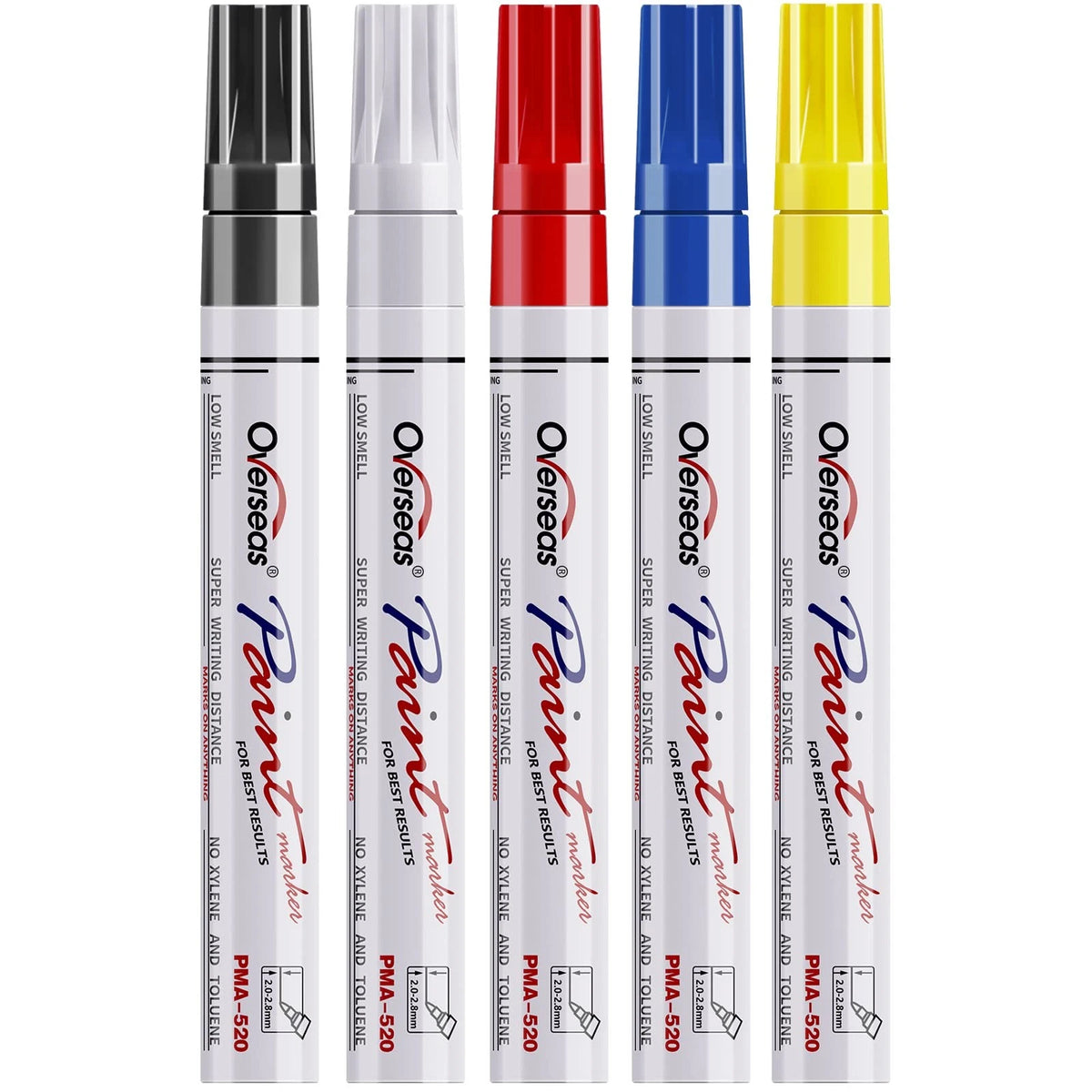 Paint Marker Pens - 5 Colors Permanent Oil 5 Count (Pack of 1), 5 colors