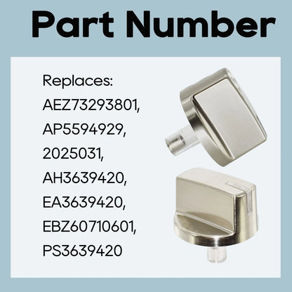 5 Pack AEZ73293801 Burner Control Knob Assembly Replacement, Silver