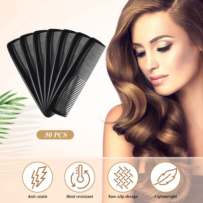 Didaey 50 Pcs Pocket Combs for Men 5 Inch Cutting with Wide and Small, Black