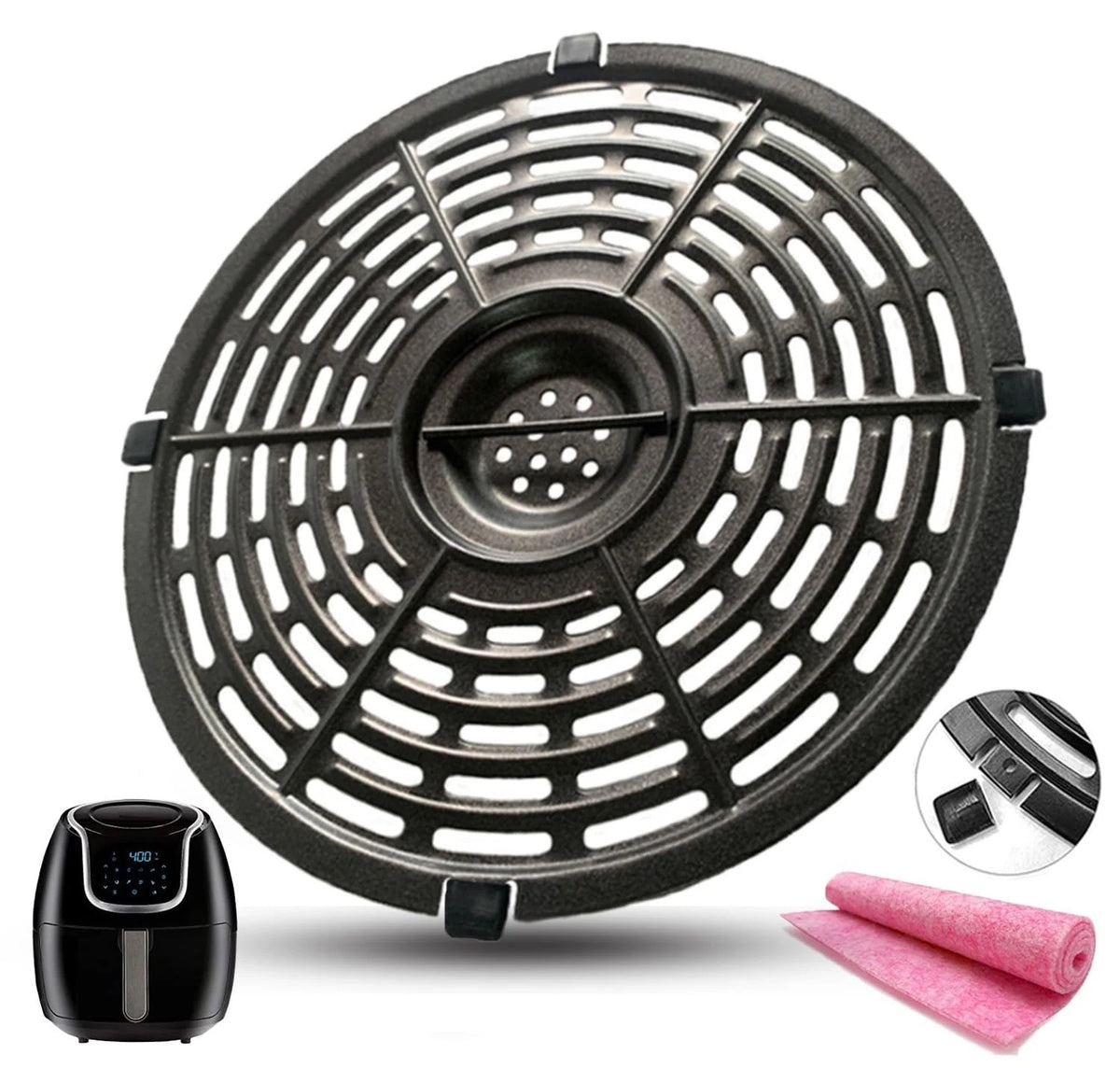 Nvkwca 5QT Air Fryer Rack for Gourmia GAF575/PowerXL/Ninja Foodi 5QT, Black