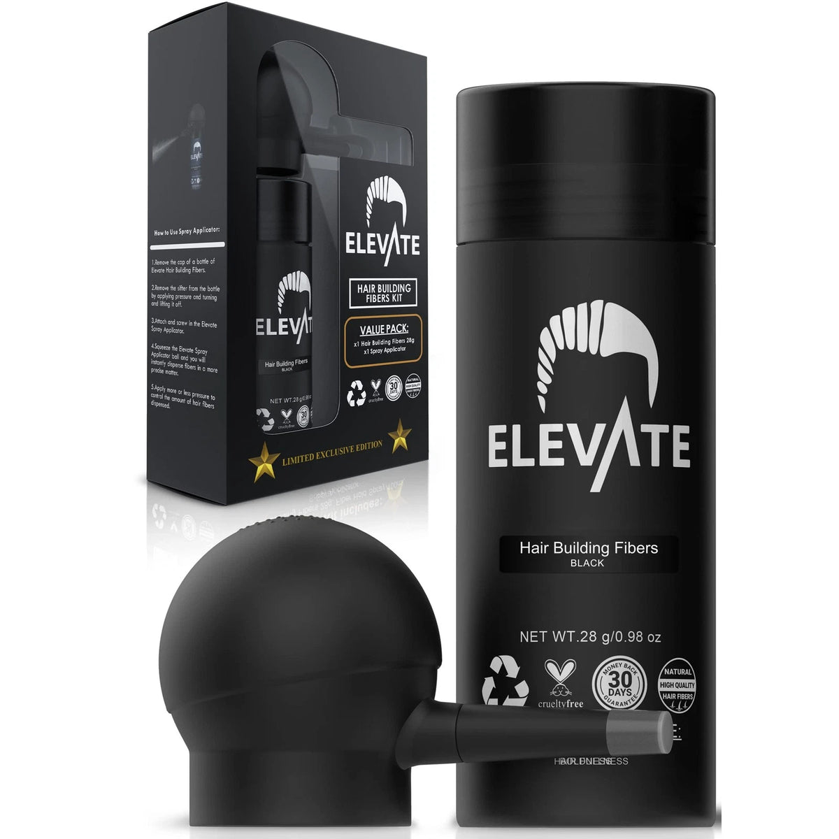 ELEVATE Hair Perfecting 2-in-1 Kit | Set Includes Natural 2 Piece Set, Black