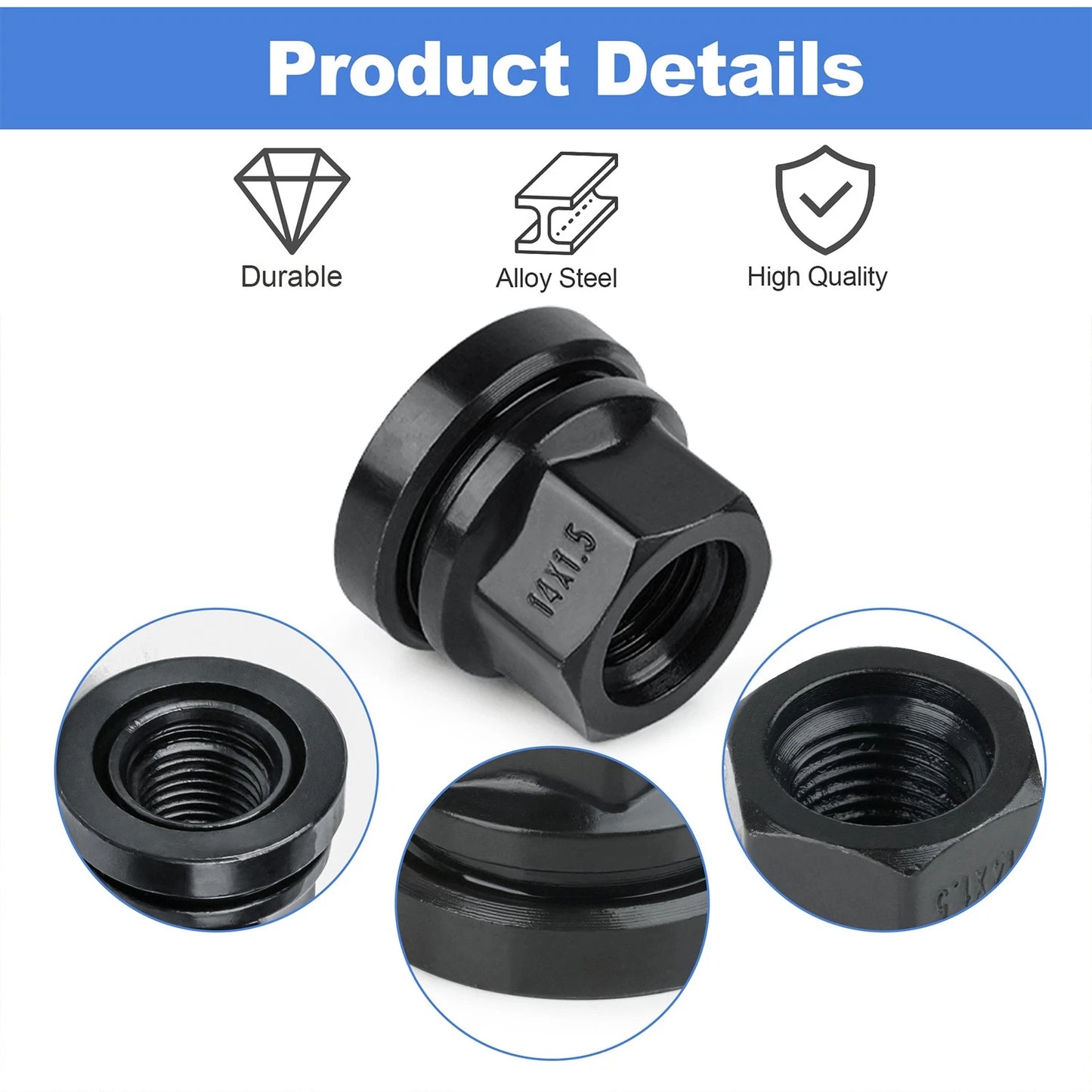 32PCS Black Wheel Lug Nuts 14x1.5 Flat Washer Fit Ford F250 F350 2003-2023