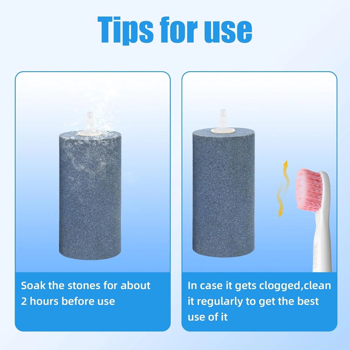 AQUANEAT 4x2 inch Aquarium Air Stones 10pcs, Aerator inch, Grey