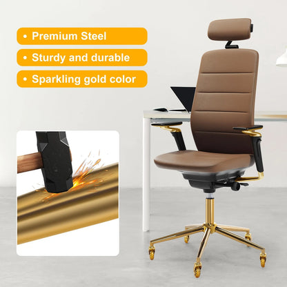Frassie Home Office Gaming Chair Metal Base Replacement Set with Bottom Gold