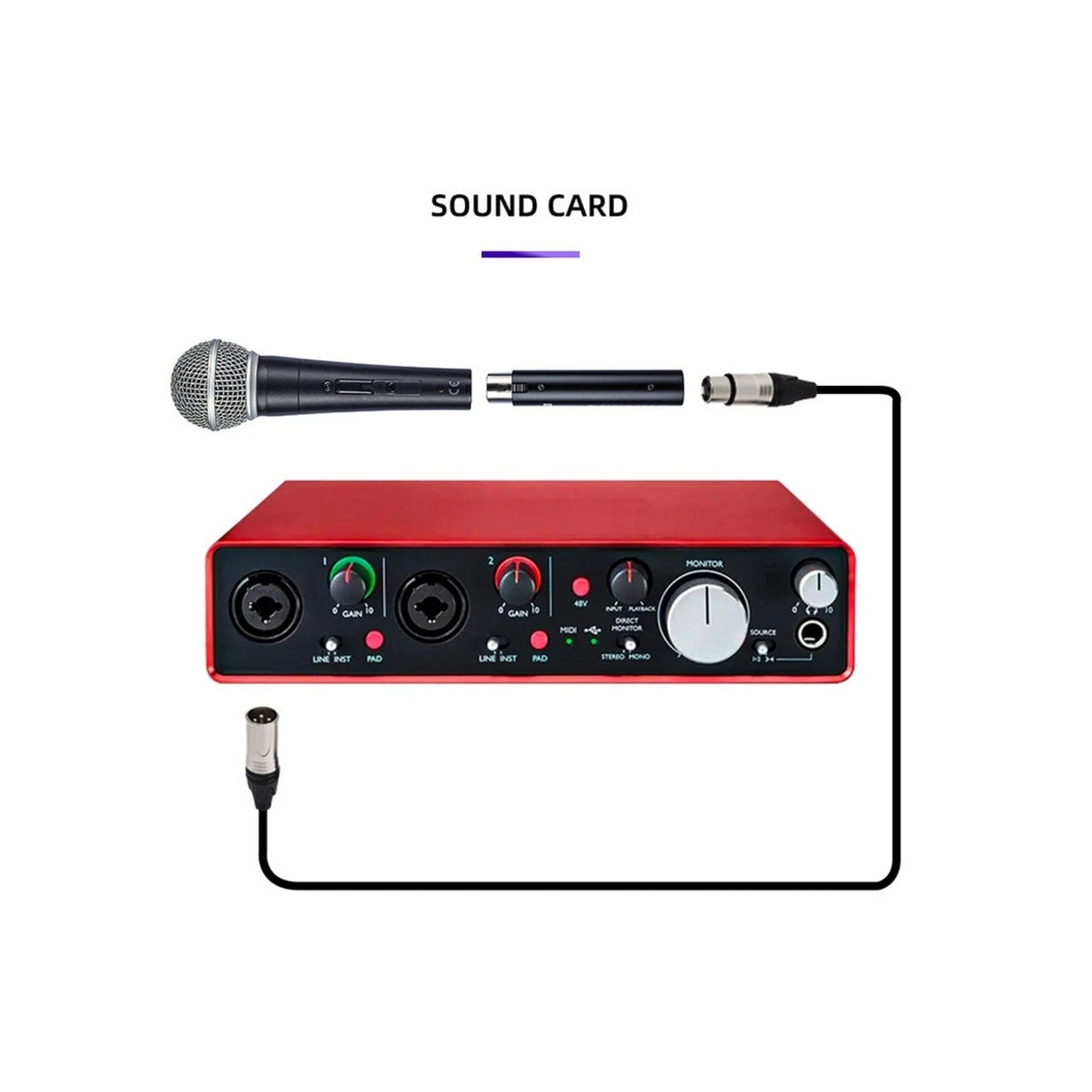 Lossless +28DB Gain Mic Preamp 48V Phantom Power For Studio/Stage/Home Use