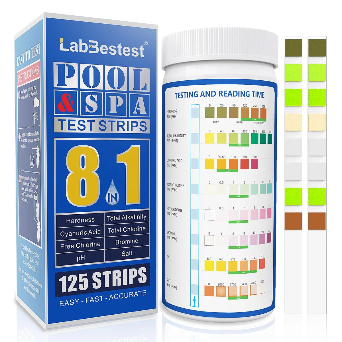 LabBestest Pool Salt Test Strips - Water Testing Kit - 125...
