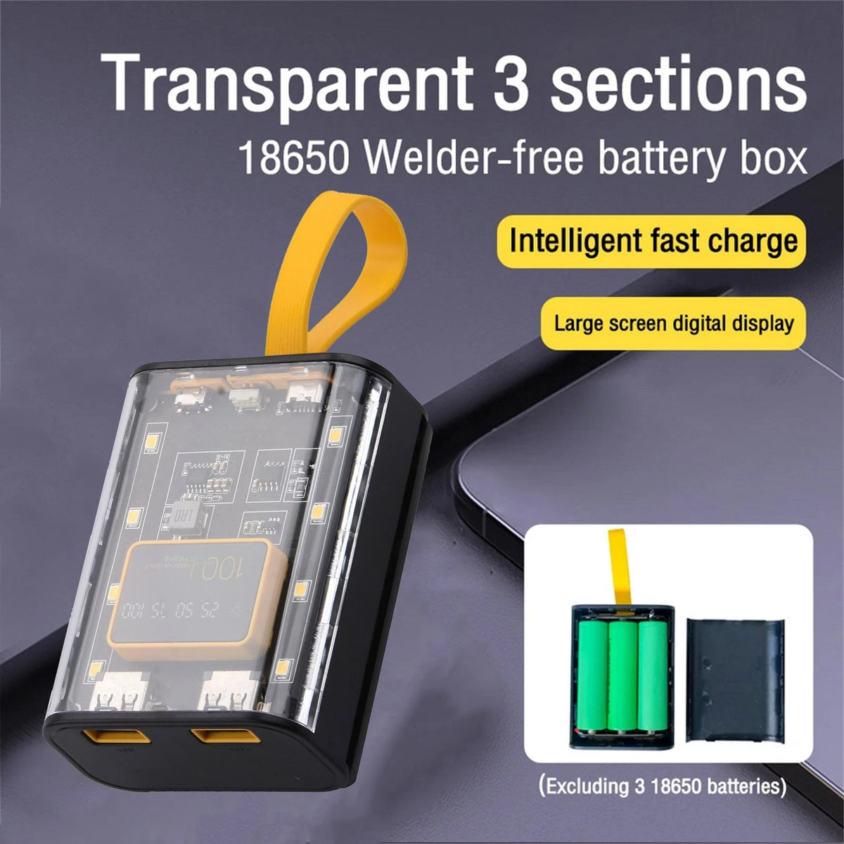 10W 18650 Battery Charger DIY Power Bank Box Case Fast Charging With Night