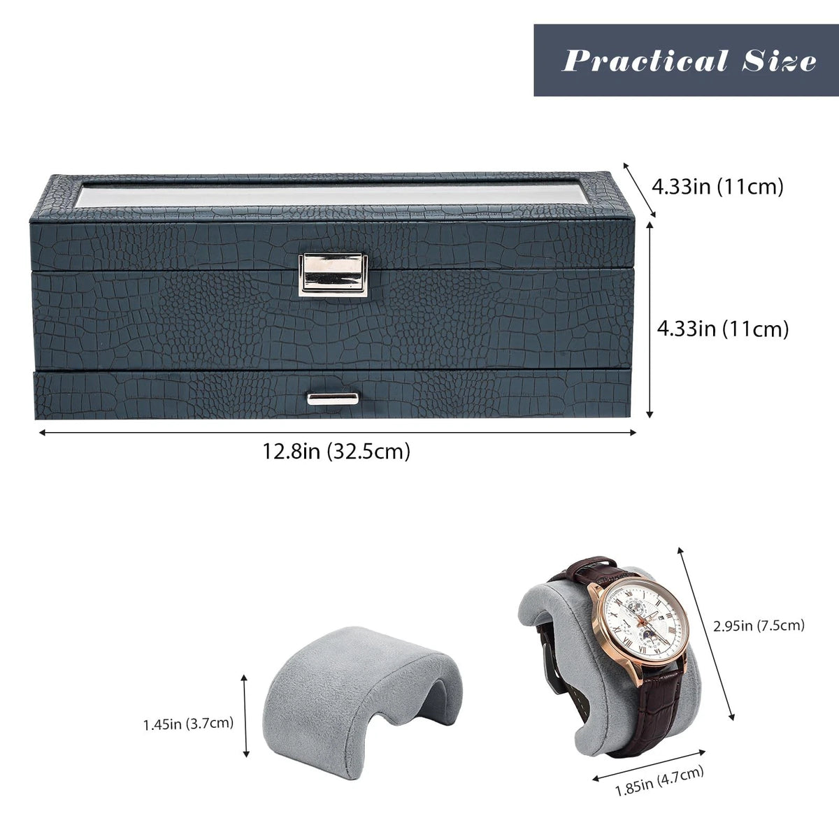 ProCase Watch Box, 6 Slot Watches Display Case with 6-Slot, Croc Cobalt Blue