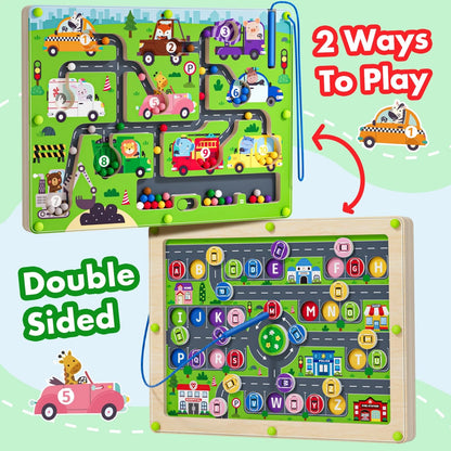 Magnetic Maze 2 in 1 Double Side Color and Number Alphabet One Size, Car