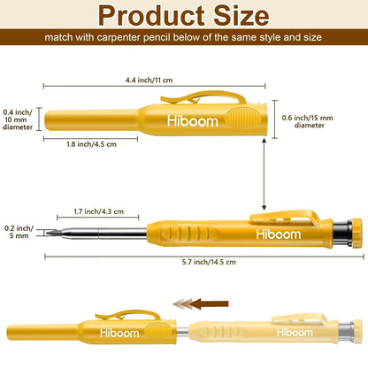 Hiboom 2 Pack Solid Carpenter Pencils with Pencil Cap and 18 Refills, Yellow