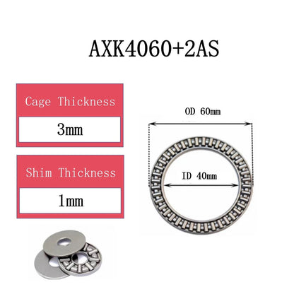 2 PCS AXK4060 High Precision Thrust Needle Roller Bearings with 40*60mm