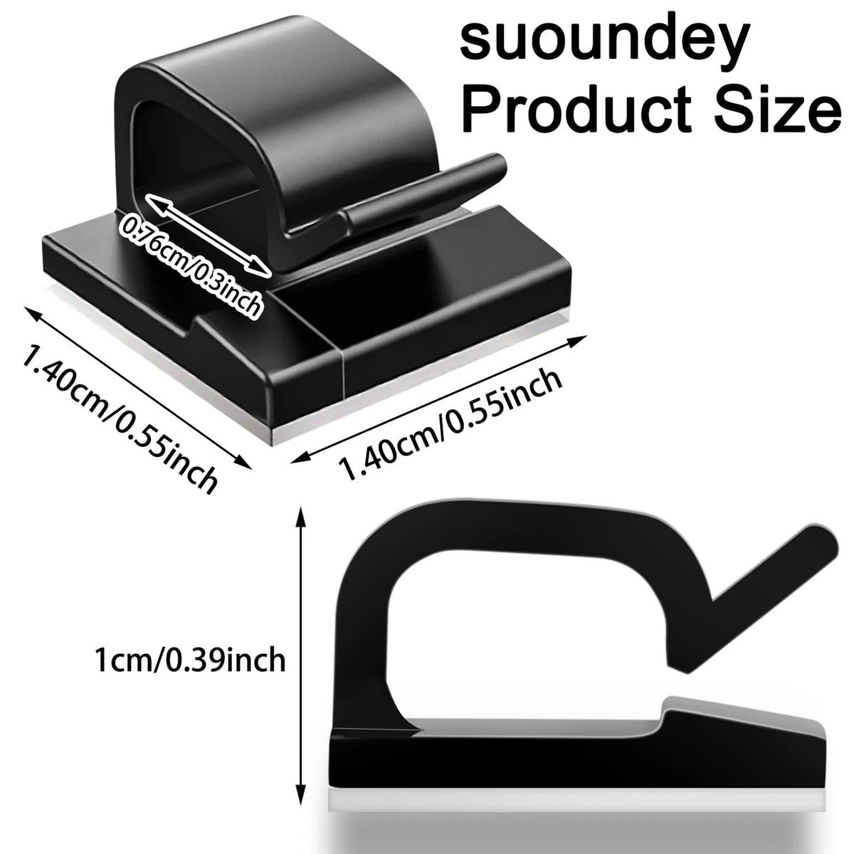 100 Pcs Cable Clips, Adhesive Organizer Cord 100PCS-Standard, Black