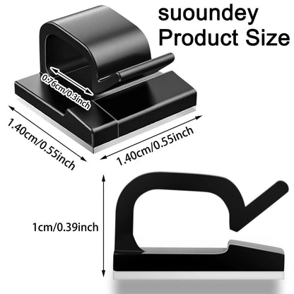 100 Pcs Cable Clips, Adhesive Organizer Cord 100PCS-Standard, Black