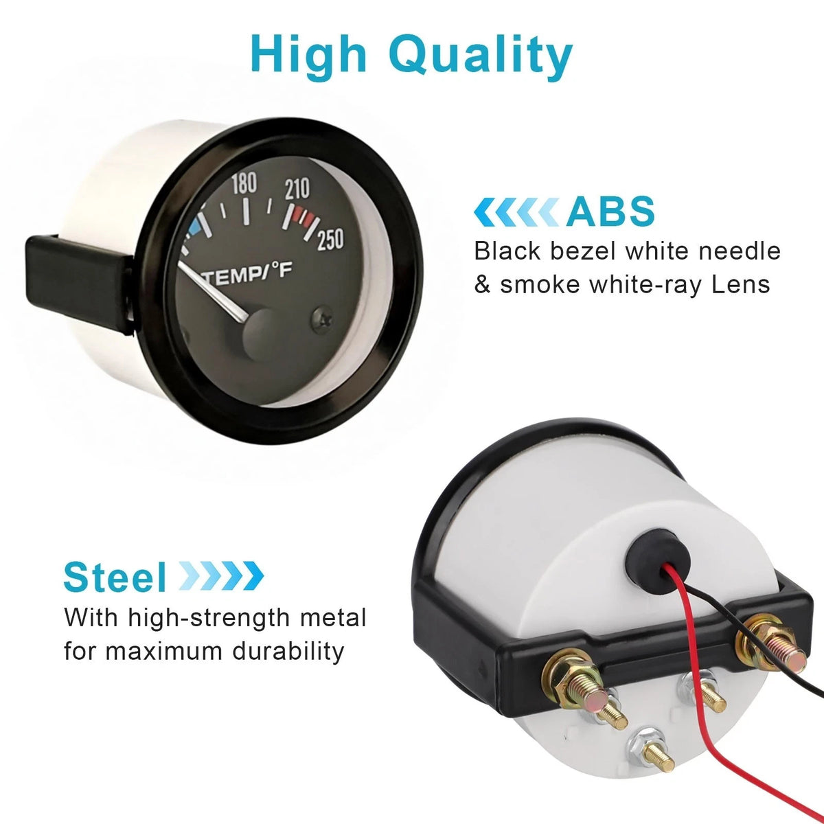 Water Temperature Gauge 52mm 12V 100-250F Mechanical Pointer Universal for Boat