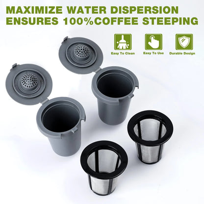 2PCS Reusable Coffee Filter Cups, Compatible with SS-RFC K-Cup Size, Gray