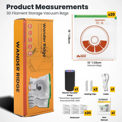 20 PCS 3D Printer Filament Storage Bags Vacuum Kit Printer...