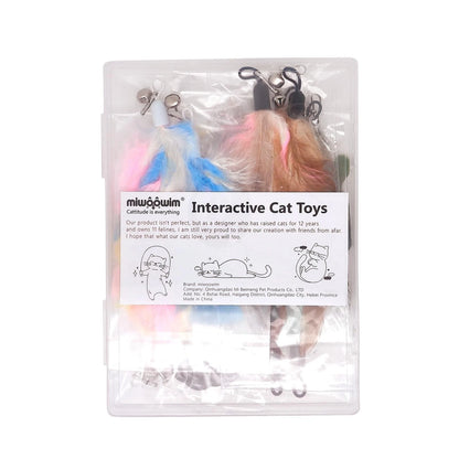 12 Pack Cat Wand Feather Toy Refills with 12 colored feather replacements