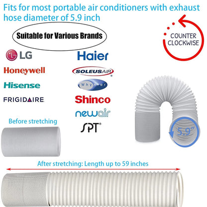 Coolaihan Portable Air Conditioner Vent Kit with 5.9" Exhaust 5.9 inch, Gray
